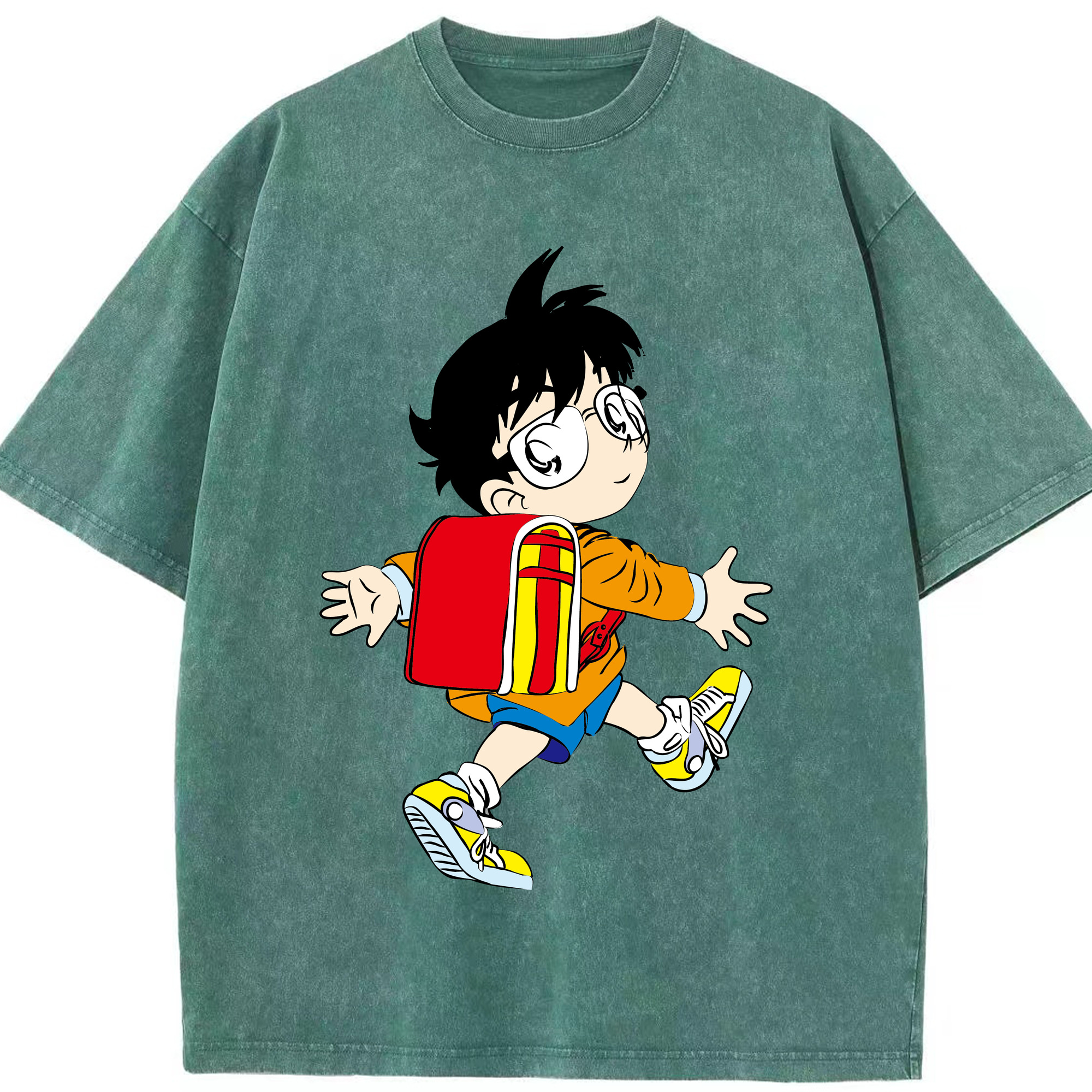 （画像用） 名探偵コナン 江戸川 コナン Detective Conan Conan Edogawa 綿100% ヴィンテージ風 半袖Tシャツ（フロントプリント）